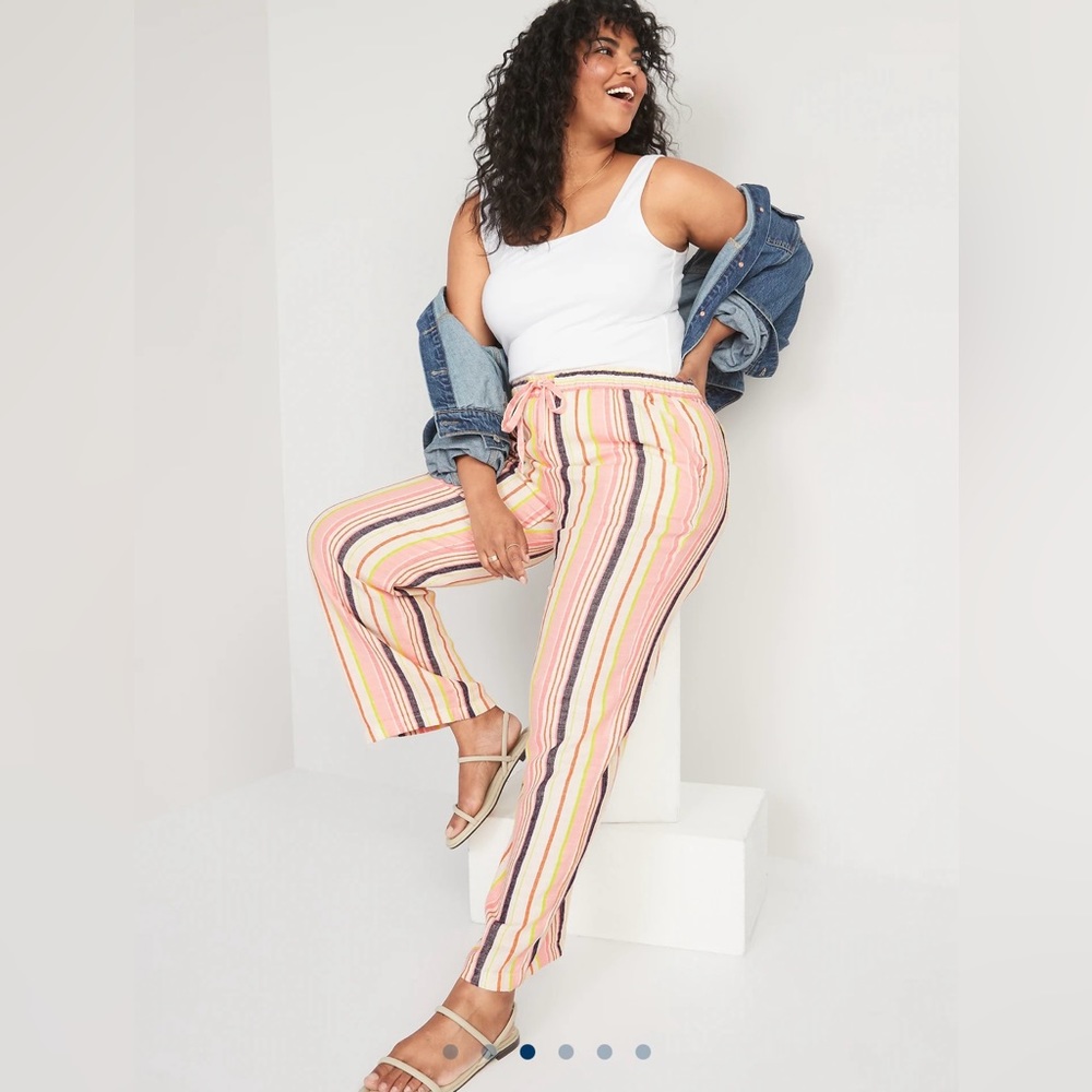 Old Navy NWT High-Waist Linen Blend Wide-Leg Pants Size Medium